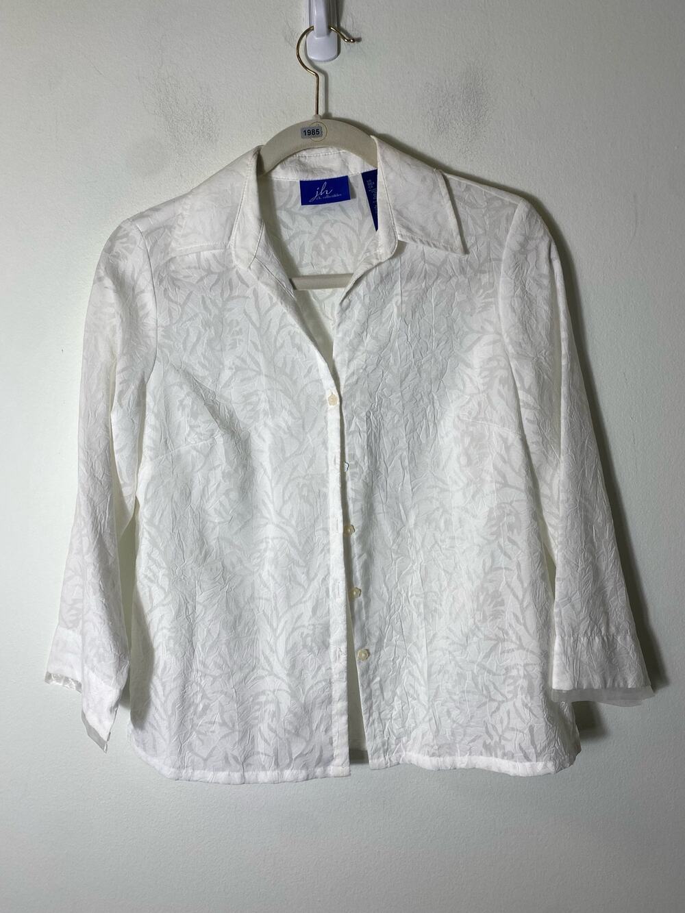 J.H. Collectibles White Long Sleeve Button Up Shirt Sz S